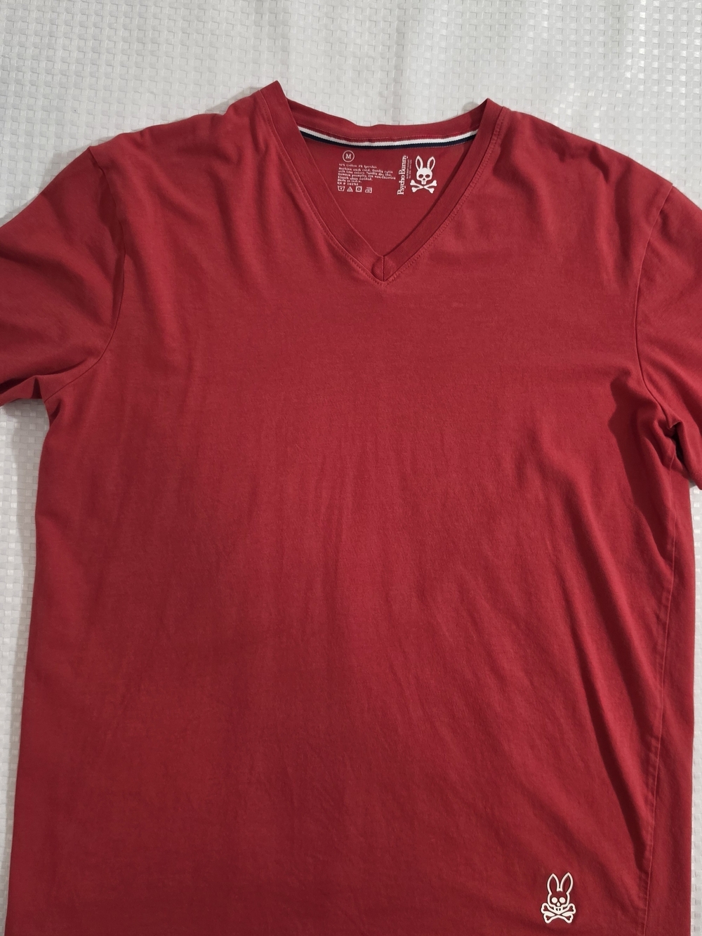Psycho Bunny Men's V-Neck Sleep Lounge T-Shirt Size M Red Stretch Cotton Blend